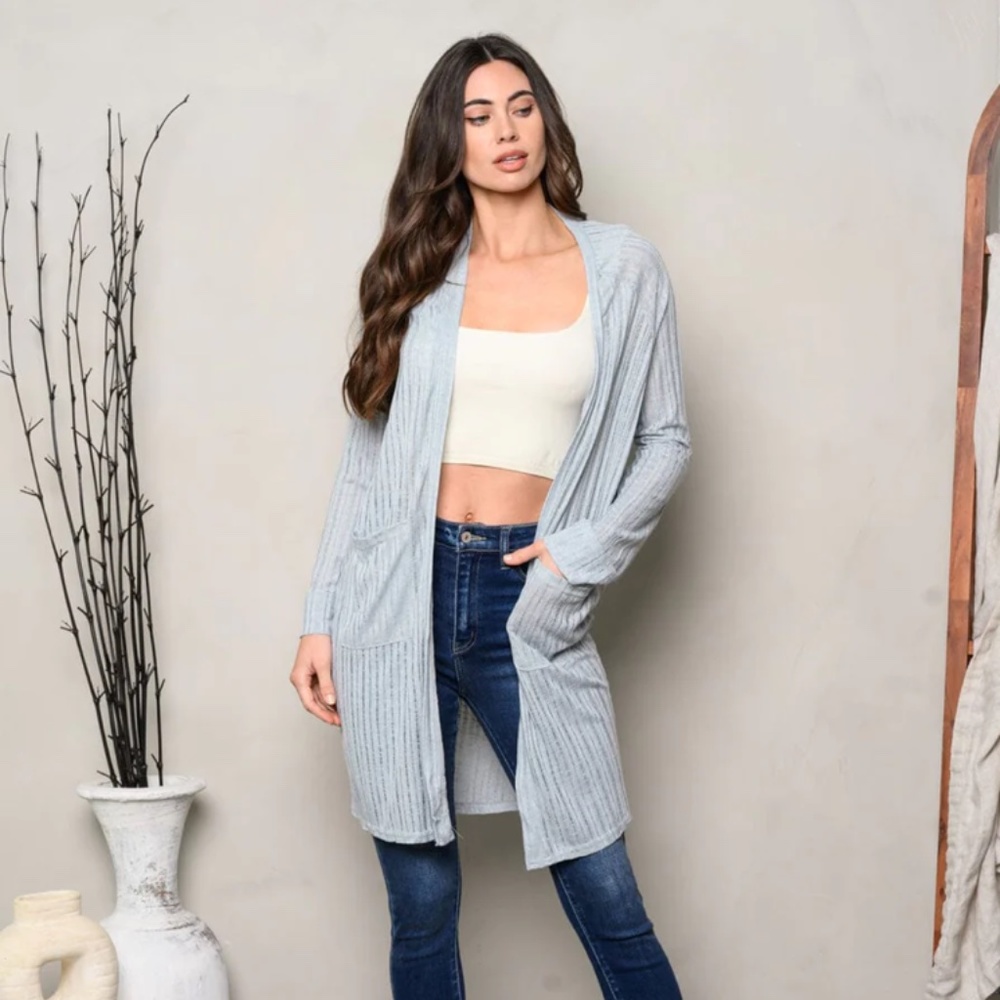 3 Pack! Dusty Blue Lightweight Open Front Cardigan Duster Boho Trendy